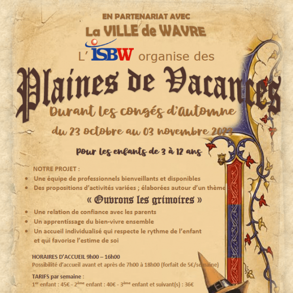 Plaines de vacances affiche automne 2023